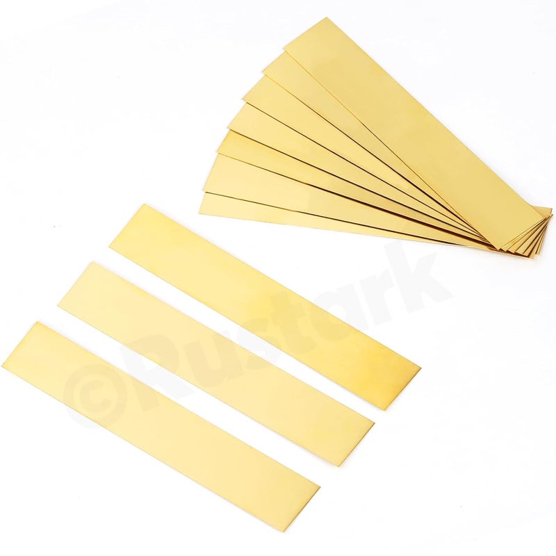 Rustark 10Pcs Brass Strip Assortment Kit Brass Sheet Metal Shim Stock Sheet Metal Shims, 1" Width x 5.9" Length, 0.006" Thickness - Image 5